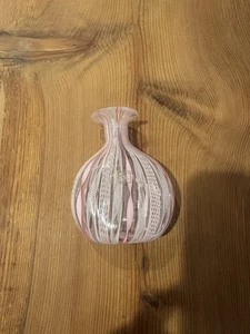 Vetreria Artigianale D’Este Murano Glass vase Light/Dark Pink Lattice - Picture 1 of 6