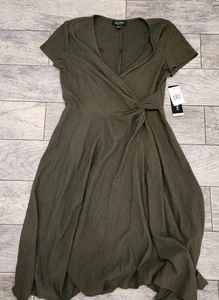 New perceptions new york dress Womens Fit Flare Size Large Olive Green  - Picture 1 of 5