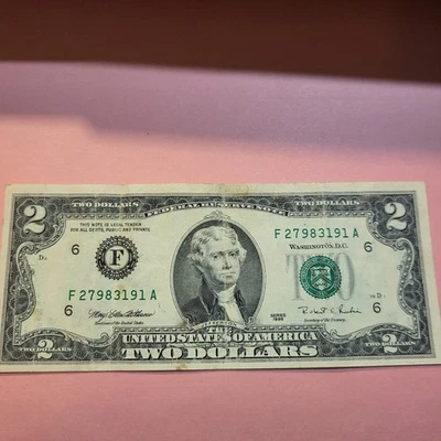 2 DOLLAR BILL  1995 SERIES F RARE.....  F 27983191A - Image 1 of 2