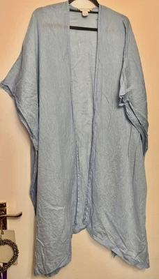 C&C California Sky Blue 100% Linen Long Open Kimono Top One Size UK 10 12 14 16 - Image 1 of 4