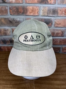 Vintage Phi Delta Theta Greek College Fraternity Olive Green Strapback Hat USA - Picture 1 of 9