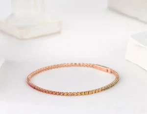 4TCW Round Lab Created Multicolor Sapphire Tennis Bracelet 14k Rose Gold Over - Picture 1 of 10