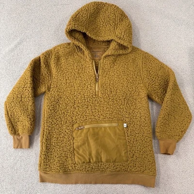 Tommy Bahama Hoodie Mustard Yellow Sherpa 1/4 Zip Pouch Pocket Youth XL (14) - Image 1 of 4