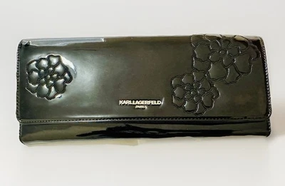 Cartera de hombro/cartera de mano Karl Lagerfeld Paris de cuero negro con estampado Foto 1 de 4