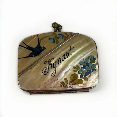 Antiguo mini monedero victoriano con concha de madreperla Foto 1 de 4