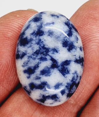 25x18 毫米蓝色斑点碧玉平背散装半宝石凸圆形 S4211 — 第 1/2 张图片