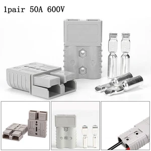 Muletto Batteria Connettore Presa 1 Paio 48x37mmx16mm 50A Rame Argento - Foto 1 di 12