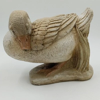 Midori Studio 混凝土水泥雕刻睡鹅鸭 2616A 8.5 英寸复古 1998 — 第 1/4 张图片