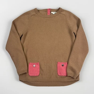 Suéter Mini Boden Niños Mezcla Lana Talla 10 Marrón Rosa Bolsillo Tejido Manga Larga  Foto 1 de 4