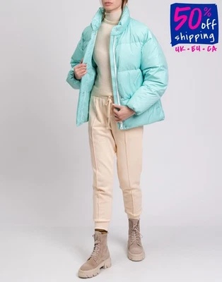 RRP €1149 IENKI IENKI Down Puffer Jacket Size M Quilted Green Padded High Neck - Image 1 of 4