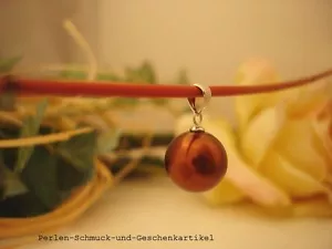 Anhänger 925er Silber chocolate 12mm aus MuschelkernPerle, TOP Qualität - Bild 1 von 1