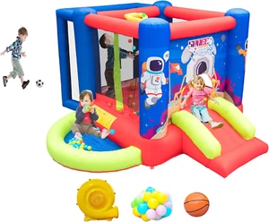 Inflatable Bounce House with Slide, Jumping Castle with Blower for Kids Play Hou - Picture 1 of 12