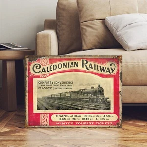 Vintage Style Caledonian Railway Advertisement Sign - Foto 1 di 3