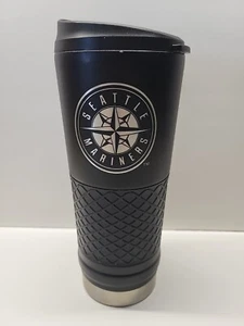 MLB Seattle Mariners Black Stealth Thermal Tumbler 24 oz with Rubber Grip - Picture 1 of 6