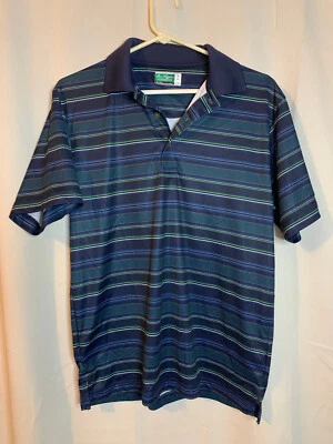 Мужская Ben Hogan производительности размер S синий/зеленый в полоску коротким рукавом рубашка-поло EF - Изображение 1 из 3