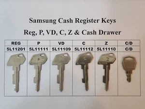 SAM4S Samsung Cash Register Keys set Reg, P, VD, C, Z & Cash Drawer - Picture 1 of 5