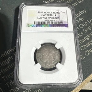 1895A FRANCE FRANC NGC UNC DETAILS Surface Hairlines - Picture 1 of 6