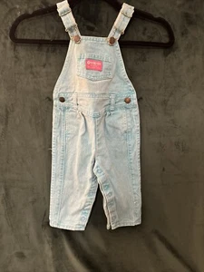 Vintage OshKosh B'Gosh Girls Light Blue Overalls 24 Months - Picture 1 of 8