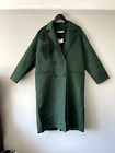 Zara Embroidered Green Leaves Long Coat Trench Coat Women's Size Medium