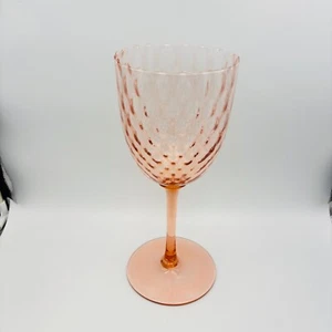 Vintage Empoli Glass Salmon Pink Optic Candy Jar Circus Tent Italian 13in No Lid - Picture 1 of 8