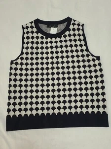 NWT Ann Taylor Women Navy White Scallop Sleeveless Crop Tank Shell Top - Picture 1 of 6
