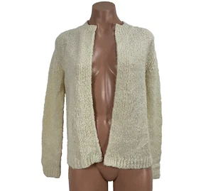 Tanner Vtg Ivory Off White Acrylic/Wool Open Cardigan Knit Sweater Women's Sz S - Picture 1 of 8