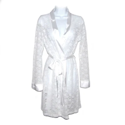 Apt. 9 Women’s Bridal Robe Sz Medium White Lace Satin Band Cuffs Belt Honeymoon - Image 1 of 4