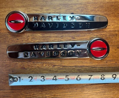 Harley-Davidson Fuel Tank Emblems Vintage Style 1947-1950 Red Cat Eye HD Biker - Image 1 of 4