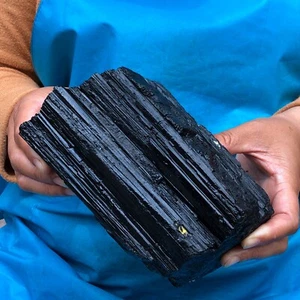 5.47LB Large Natural Black Tourmaline Crystal Gemstone Rough Mineral Specimen - Picture 1 of 24