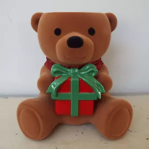 Bath & Body Works Christmas Teddy Bear Present Flocked Candle Holder 2024 - Picture 1 of 6