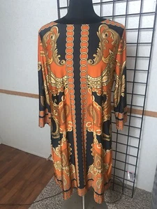 HAANI Size XL orange / black 3/4 Sleeve Dress - Picture 1 of 7