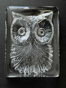 Presse à papier hibou en cristal de table MASSIVE signée Daum France Vintage - Picture 1 of 17