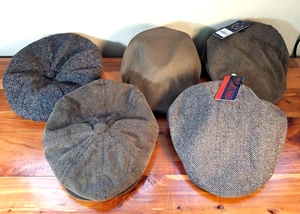 5 Wool/Corduroy/Cotton Newsboy Ivy Flat Peaky Cap 3 New/2 Used STETSON, ETC LOT! - Picture 1 of 14