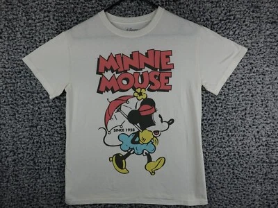 Camiseta informal para mujer Disney Minnie Mouse mediana blanca rosa paraguas Foto 1 de 4