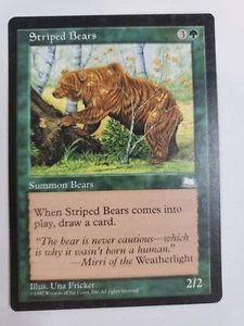 MTG Magic The Gathering Card Striped Bears Summon Bears Green Weatherlight 1997 - Picture 1 of 2