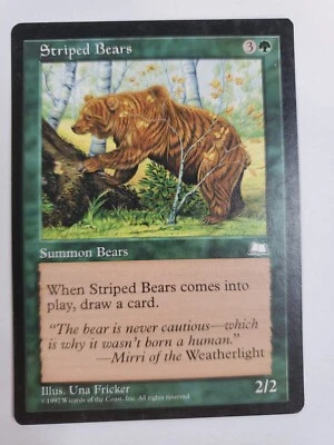 MTG Magic The Gathering Card Striped Bears Summon Bears Green Weatherlight 1997 - Image 1 of 2