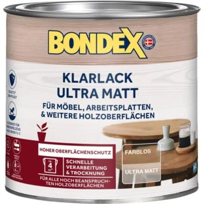 BONDEX Klarlack Ultra Matt 0,25 Liter farblos - wasserbasierend - Bild 1 von 2