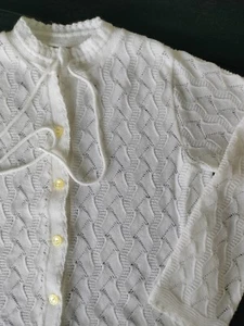 Vtg 70s Crochet Knit Cardigan Sweater Bed Jacket - Picture 1 of 12