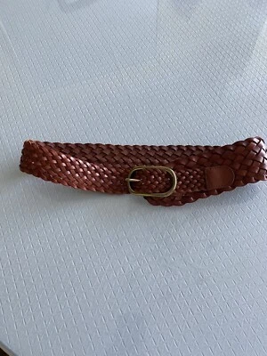Linea Pelle Collection Women's Brown Wide Width Woven Leather Belt Size L EUC - Image 1 of 4