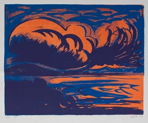 Paesaggio costiero Bay Hannes Hofstetter serigrafia firmata 1981 ea 9/10 - Foto 1 di 4