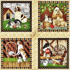 FABRI-QUILT "4 PAWS" 11228941 DOGS PILLOW PANEL FABRIC PRICED PER PANEL 35"X44" - Picture 1 of 2