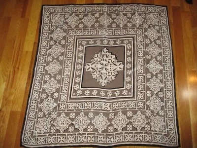 Ellen Tracy Black Taupe White Geometric 100% Silk Square Scarf 32" - Image 1 of 3