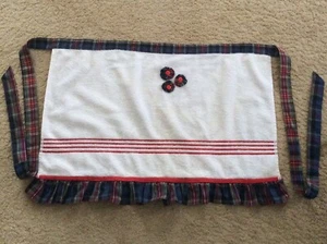 Vintage Handmade Half Towel Apron With Plaid Trim - Picture 1 of 2