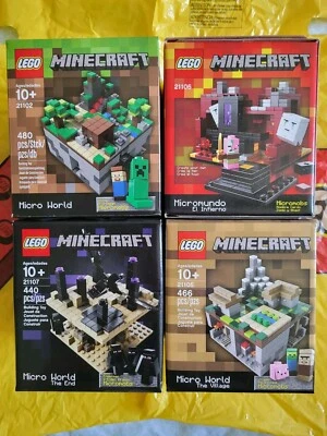 New Lego Minecraft Complete Collection of 4 Microworlds 21102 21105 21106 21107! - Image 1 of 3