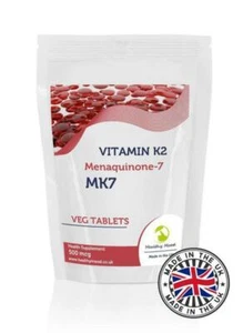 Vitamina K2 Menaquinona-7 Veg 500mcg Tabletas Estado de ánimo saludable - Imagen 1 de 12