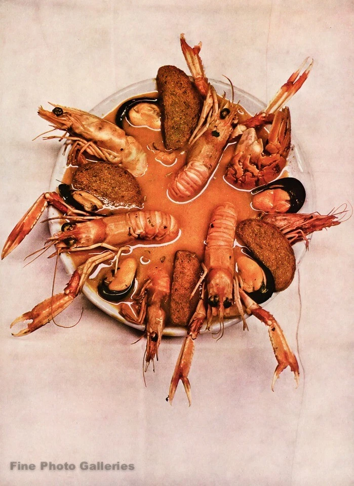 1948/60 Vintage IRVING PENN Cangrejo Marisco Estofado Camarones GRANDE Foto Grabado Foto 1 de 1