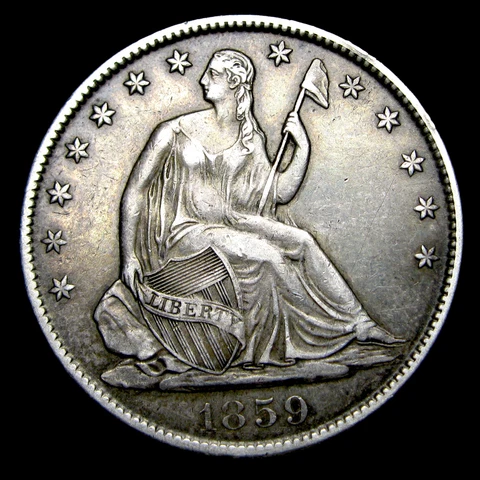 1859-O Seated Liberty Half Dollar ----  Nice Condition Type Coin ---- #VF396 Cover