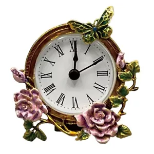 Handpainted Metal Floral Body Small Table Clock Operated for Home Decors - Picture 1 of 8