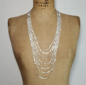 Strass 24-34" Halskette Vintage Glas Statement Opera Länge Lagenlook Silber - Bild 1 von 8