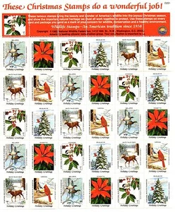 1982 National Wildlife Federation CHRISTMAS SEAL Collectors FULL SHEET 30 MINT - Picture 1 of 1